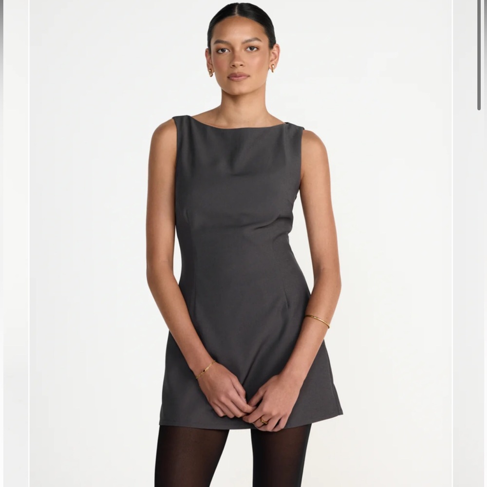 CHARCOAL Aisling Mini Dress Slate Dark Grey High Neck Sleeveless Women SZ 16 NEW